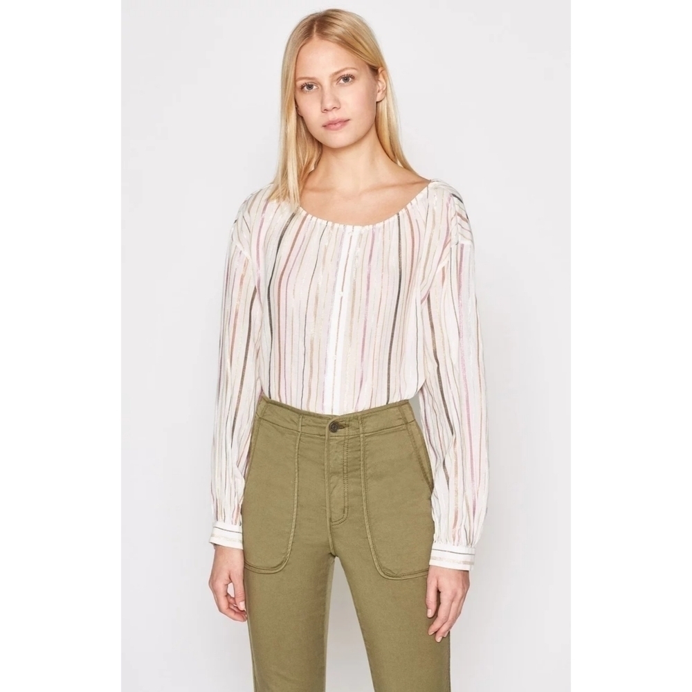 Joie Satomi Ivory Metallic Stripe Top